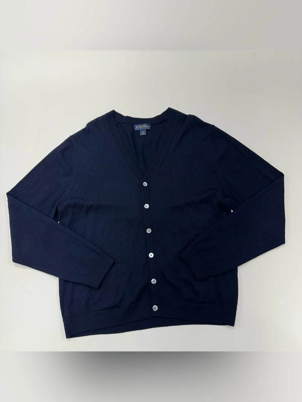 Brooks Brothers Cardigan Italian Merino Wool Mens XL Blue Grandpacore Preppy